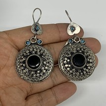 1pc, 2.5&quot;x1.3&quot; Turkmen Earring Tribal Jewelry Black Carnelian Round Boho, B14250 - £9.59 GBP