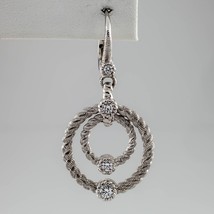 Judith Ripka Sterling Silver Double-Circle Drop Earring w/ Cz Single Earring - £91.95 GBP