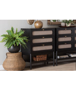Marzenia Beige Fabric and Black Wood 3-Drawer Chest - $8,936.38 MXN