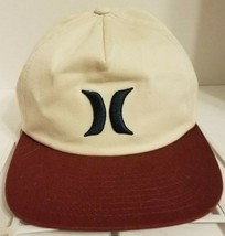 Hurley Snapback Baseball Hat Yupoong The Classics Maroon Beige Flat Bill - £10.68 GBP