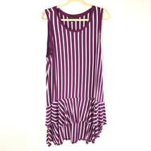 Lane Bryant Shift Dress Hi Lo Purple Striped Stretch Sleeveless Ruffle 18/20 - £18.96 GBP