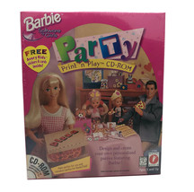 Vintage 1997 Barbie Party Print &#39;n Play CD-ROM PC Game Mattel For Windows 95/98 - £11.21 GBP