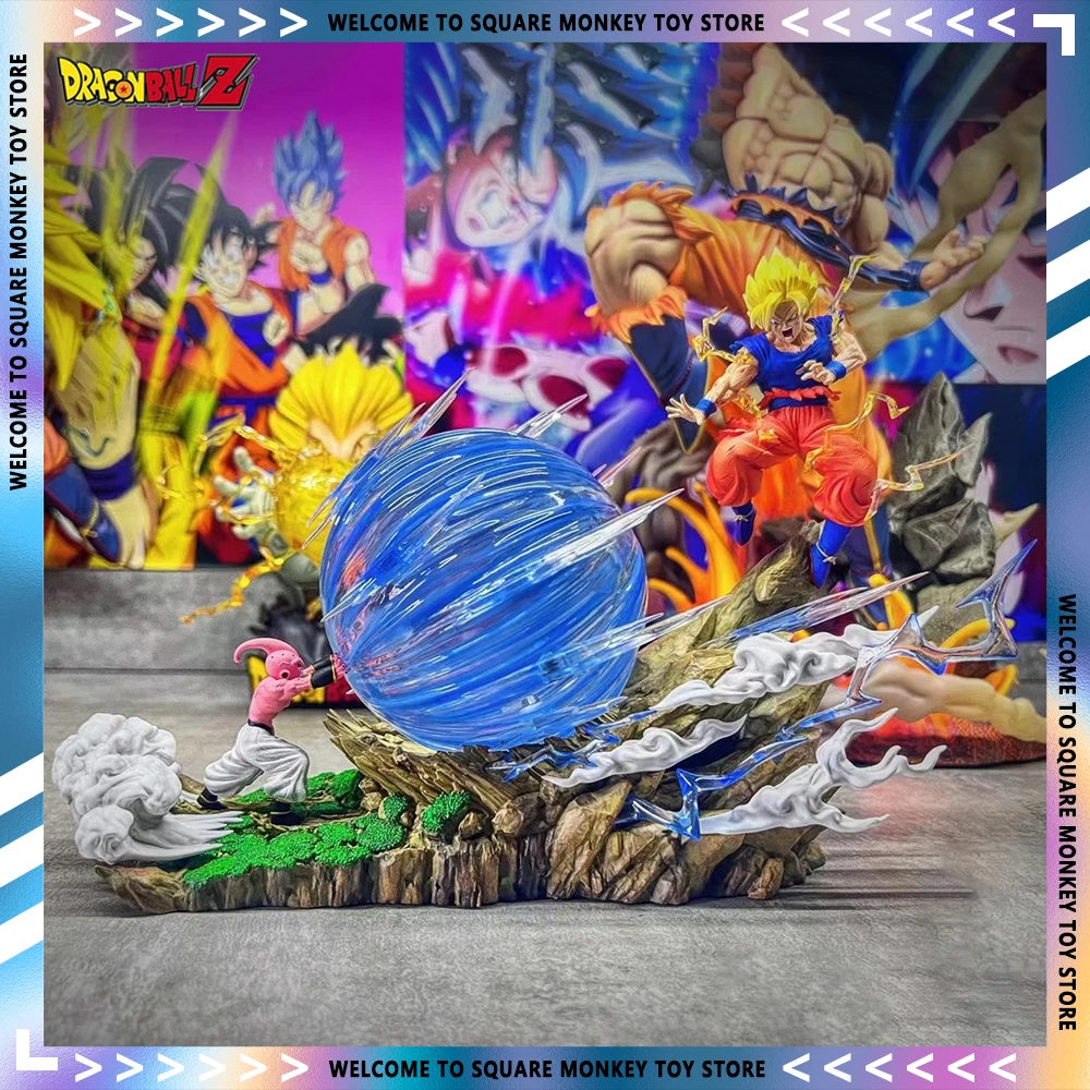 22cm Dragon Ball Z Figures Majin Buu Vs Son Goku Anime Figure Gk Figurine Pvc - £43.50 GBP+