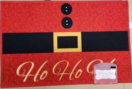 Printed Kitchen Rug (Nonskid) (20&quot;x30&quot;) Christmas, Santa&#39;s Belt, Ho Ho Ho, Bl - £17.12 GBP
