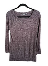 ATHLETA Womens Top LUXE POSE Tunic Marled Burgundy Knit Boat Neck Long S... - $12.47
