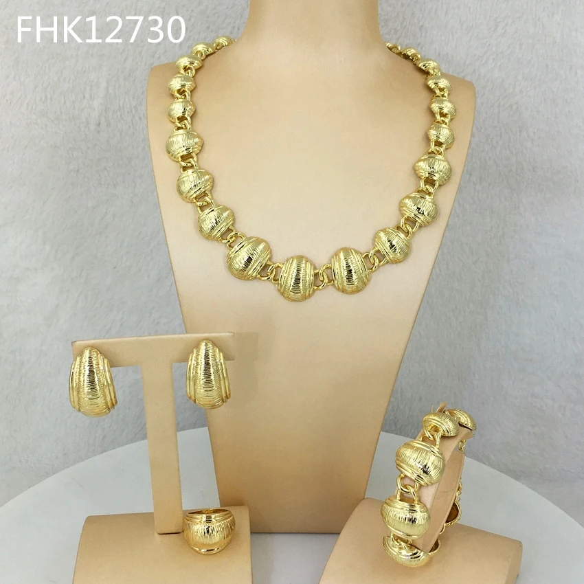 Classy Dubai Gold Jewelry  Fine Jewelry Sets for Women Party FHK12730 - £57.93 GBP