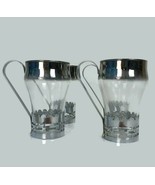 4 Vintage Mid Century Libbey Federal Turkish Coffee Mugs Chrome Metal Ha... - $67.25 CAD