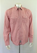 Calvin Klein Jeans Men&#39;s Large Red Long Sleeve Button Up Casual Shirt - $9.89