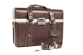 Vintage 1970s Leather Camera Hard Bag with Handles and Detachable Shoulder Strap - £70.97 GBP