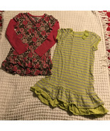 Girl&#39;s Sz. 6 OshKosh Pink Beige Floral Top Tunic + Carter&#39;s Lime striped... - $20.46 CAD