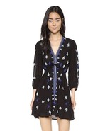 Free People Stargazer Dress Boho Festival Black Blue Ties Embroidered Dr... - £17.69 GBP