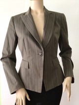 TAHARI by Arthur Levine Taupe Metallic Detail Front Button Blazer/Jacket (Size 6 - £19.94 GBP
