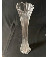 Vintage Higbee Clear Paneled Thistle 15&quot; Swung Stretched Art Glass Flowe... - £21.62 GBP