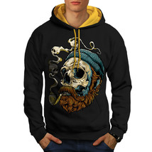 Wellcoda Head Face Beard Skull Mens Contrast Hoodie,  Casual Jumper - £31.46 GBP