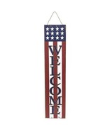 Patriotic Wooden Porch Sign, &quot;Welcome&quot; Wooden Americana Design With Jute... - £40.88 GBP