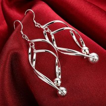 Fashion 925 Silver Hoop Stud Dangle Earrings Wedding Women Jewelry DLE166 - £7.82 GBP