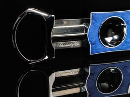 Brizard and Co Genuine Ostrich Blue V Cigar Cutter with Pouch NIB image 6