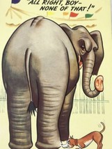 Postcard Vintage Elephant and Dog Humor Cards Funny Cartoon - $9.95