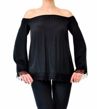 FOR LOVE &amp; LEMONS Womens Blouse Wildchild Off Shoulder Stylish Black Size S - £48.83 GBP