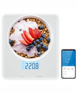 Bluetooth Food Scale with App, Digital Smart Kitchen Scale, Glass, White - $46.62 CAD