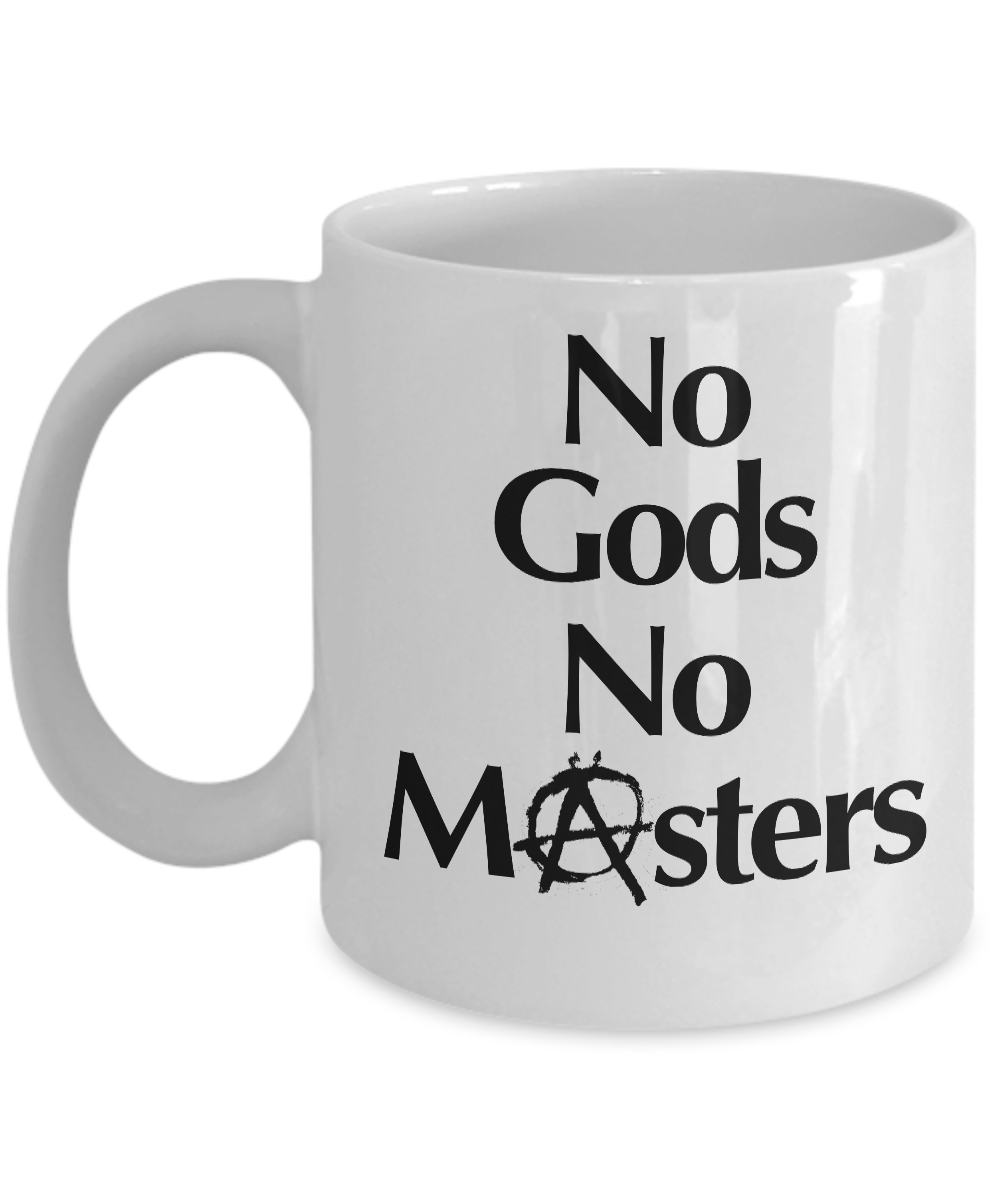 No Gods No Masters Mug Anarchist Coffee Cup Anarchy Atheist Communist Rebellion