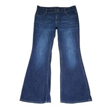 Massimo Flare Women&#39;s Size 14 Mid-Rise Back Flap Pockets Blue Denim Jeans - $18.90