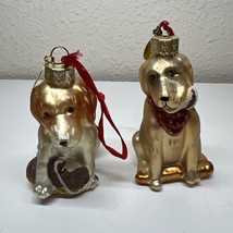 2 Dog Ornaments Beagle &amp; Yellow Lab Glass Christmas Seasons Of Cannon Falls - $281.36 MXN