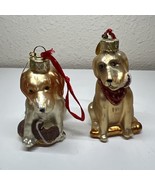 2 Dog Ornaments Beagle &amp; Yellow Lab Glass Christmas Seasons Of Cannon Falls - $275.62 MXN