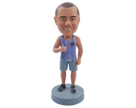 Custom Bobblehead Nice dude giving a thumbs up on a good hot day wearing a tank  - £68.64 GBP