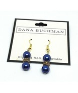 Dana Buchman Blue Beaded Gold Tone Drop Dangle Pierced Earrings NWT NEW - €8,89 EUR