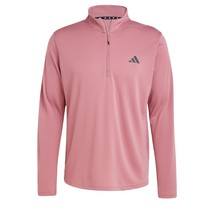 adidas Men&#39;s Train Essentials Quarter-Zip Long Sleeve T-Shirt Preloved Crimson - $60.00