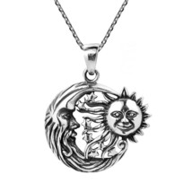 Celestial Embrace Sun Moon and Star Sterling Silver Necklace - £28.01 GBP