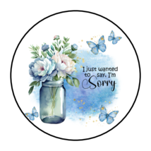 30 SORRY ENVELOPE SEALS STICKERS LABELS TAGS 1.5&quot; ROUND FLORAL BUTTERFLIES - £5.89 GBP