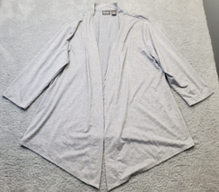 Additions by Chico&#39;s Cardigan Women Size 3 Gray Metallic Asymmetrical Open Front - $23.12