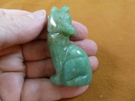 (Y-COY-SI-710) green Aventurine COYOTE wild dog gemstone carving FIGURIN... - $17.53