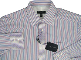 NEW Handsome Ted Baker of London Shirt! 17 - 32 33 White Red &amp; Blue Stripe - £67.93 GBP