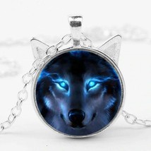 Silver Nordic Wolf Necklace Unisex Wolf Pendant Necklace Father&#39;s Day Gift  - £14.18 GBP