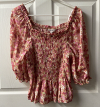 Nannette Laporte Smoked Off the Shoulder Top Womens Size M Pink Floral Boho NWT - £11.77 GBP