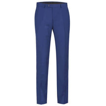 Men Flat Front Suit Separate Pants Slim Fit Soft Feel Slacks 201-20 Roya... - £47.54 GBP