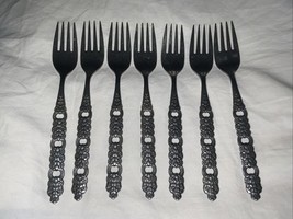 Set Of 7 VIOLA VOILA Salad Forks Oneida Community Stainless Flatware 6 3/4&quot; - $244.42 MXN
