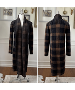 Lysse Alice Fringe Cardigan Sweater Coat Brown Black Buffalo Check $198 ... - €60,56 EUR