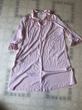  Vintage Pink Vanity Fair Satin Robe Button Front With Applique&#39; Trim Si... - $43.00