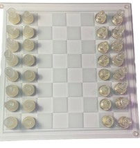 Glass Chess Set Elegant Design Durable Build  Fully Functional Frosted A... - £27.05 GBP