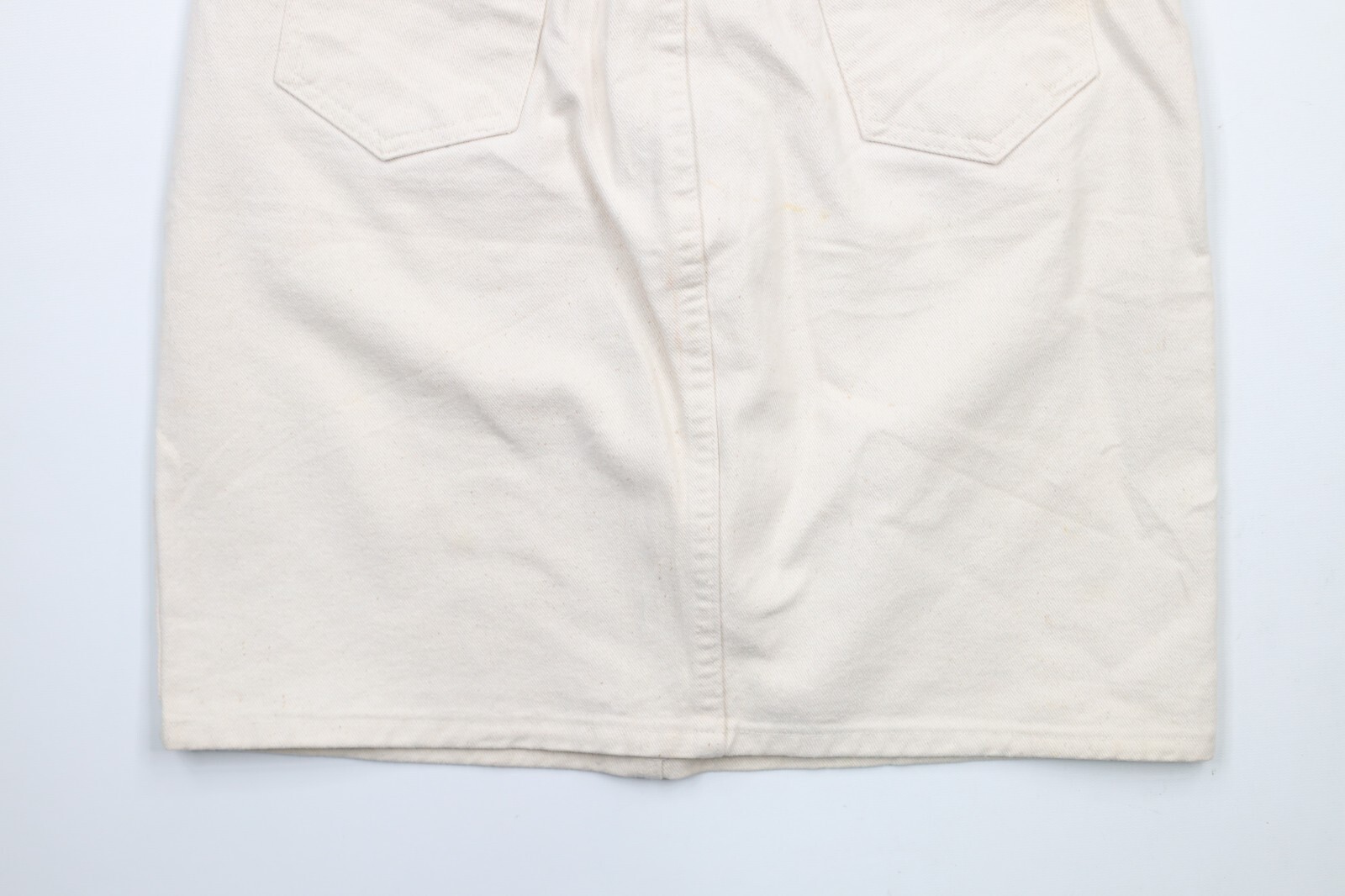 Vintage 80s Life Savers Candy Womens 11 Distressed Denim Jean Skirt Cream USA Item image 11