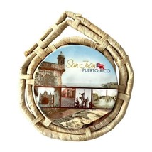 San Juan Puerto Rico Souvenir Wall Hanging Woven Straw Frame with Photo ... - $16.20