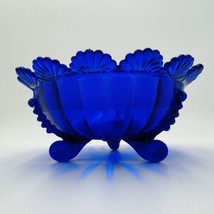 Vintage Mosser  Footed Fruit Bowl cobalt blue art glass USA MCM - £47.47 GBP