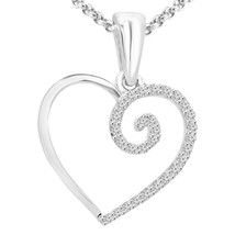 0.11 ct Real Moissanite 14K White Gold Plated Heart Pendant Necklace With Chain - £44.32 GBP