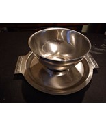 International Decorator Stainless Steel Gravy Bowl Attached Plate 18-8 - $9.89