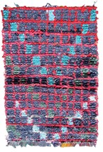 Handmade vintage Moroccan Boucherouite rug 2.9&#39; x 4.4&#39; (89cm x 136cm) 1970s - £883.28 GBP