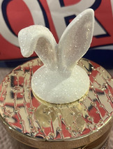 White Easter Bunny Rabbit Ears GLITTER Magnet Candle Lid Topper Bath &amp;Bo... - £11.75 GBP